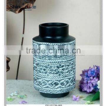 Moderm geometrical pattern vases flower pot black and white vases