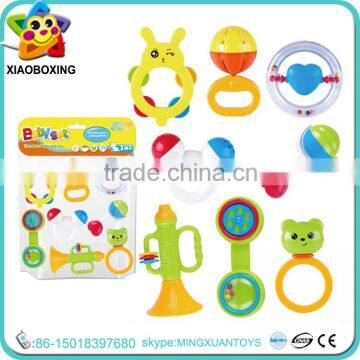 Eco-friendly plastic baby rattle toy set musical instruments bottle for sale