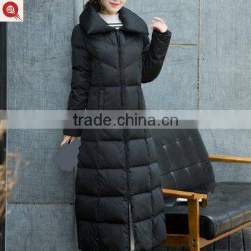 European 2016 new super long black knee-high down coat for women