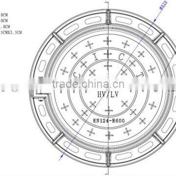 Electricity and TELE ductile manhole cover BSEN124-E600