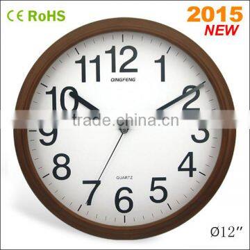 12 inch beech wood brown frame home decor wall clock(12W50BR-143)