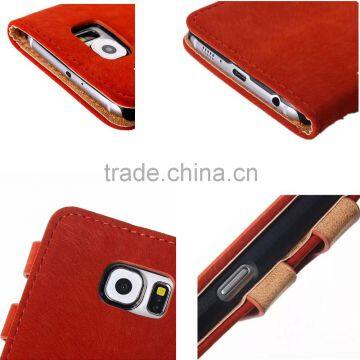 Belt Clip Custom Design Genuine Leather Mobile Phone Case Cover for Samsung s6