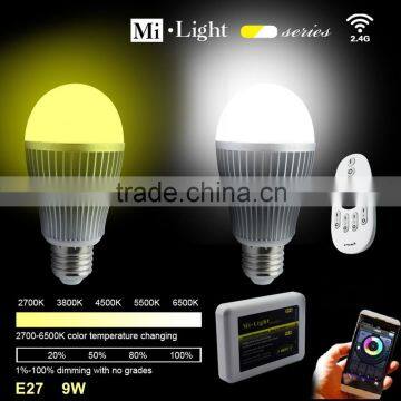 AC85-265V Mi Light 2.4G Wireless E27 9W Dimmable CCT LED Bulb