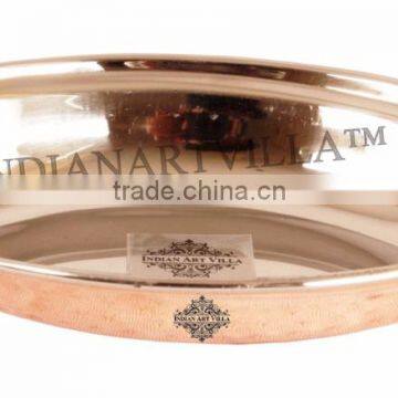 IndianArtVilla Handmade Steel Copper Serveware Dish Serving Oval Platter Plate 800 ML - Home Restaurant Hotel Kitchen Dining