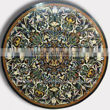 Round Black Marble Inlay Table Tops