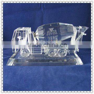 Clear 3D Laser Crystal Truck For Desk Decoration