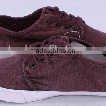 Basic Style Cheap Burgundy Washed Canvas Men Sneakers Lace up Man Casual Canvas Shoe Comfortable Rubber Sole Vulcanized Shoes photo-2