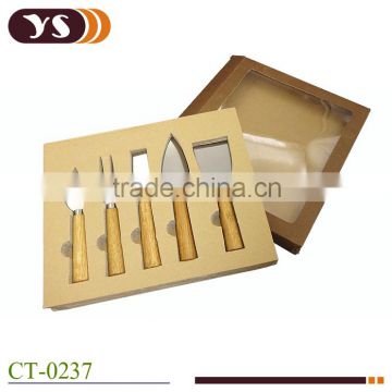 wholesale high quality stainless steel fruit knife and fork set with wooden handle