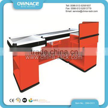 hot sale checkout counter with conveyor belt for supermarket