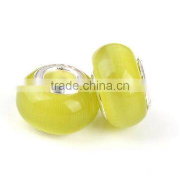 big hole European style yellow cat eye beads