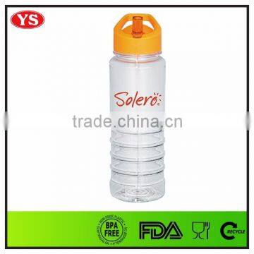 Customized printing logo plastic sports drinking bottle with straw 750 ml