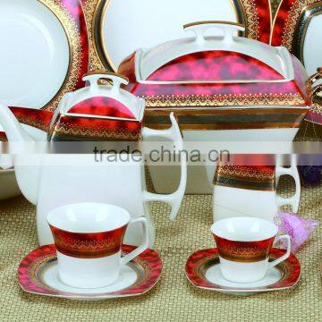 Bone China Dinnerware Set in Luxury and Royal Style of Square Shape photo-5