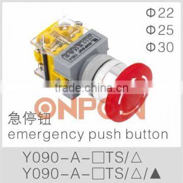 Y090-A-11TS emergency push button switch,push on turn reset switch,emergency switch