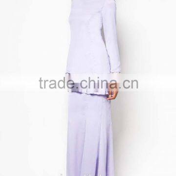Light Purple Black Scarf White Lace Elegant Women Muslim Dress photo-5