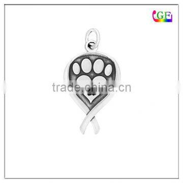 Custom Silver pet paw print Teardrop pendant