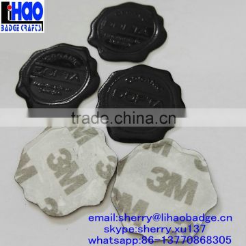 Black color aluminum wax seal sticker/metal logo embossed wax label/metal wax sticker for perfume