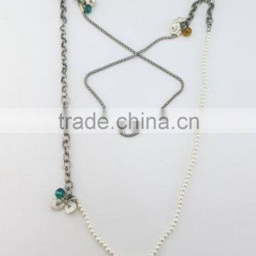 Temperament design half chain half pearl necklace