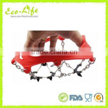 1 Pair Mountaineering Hiking Anti-Slip Silicone Shoe Crampons, Eight Tines Ice Grippers photo-6