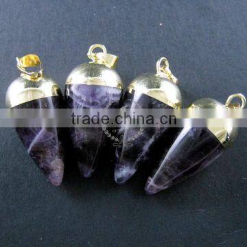 15x30mm Water Drop Shape Gold Plated Purple Amethyst Power Stone Pendant Charm DIY Supplies 1850207 photo-2