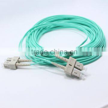 Aqua multimode SC fiber optic duplex patch cord