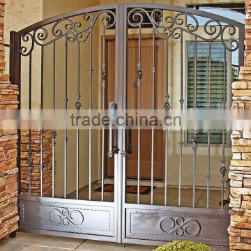 Customized Residential Wrought Iron/galvanized Powder Coated Steel/Iron Glass Gates photo-4