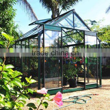 Super elegant 4mm safety toughened glass greenhouse with strong aluminium frame