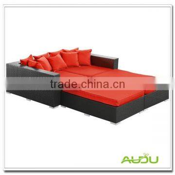 Audu Wicker Daybed/Uk Hot Sale Red Cushion Wicker Daybed