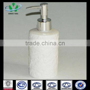 White Carved Ceramic Liquid Soap Dispenser Kitchen