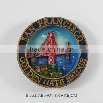 Polyresin american round fridge magnet