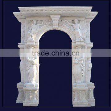 Decorative White Marble Door Surround with Statues