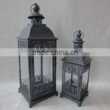 decorative lantern, iron candle lantern with clear glass