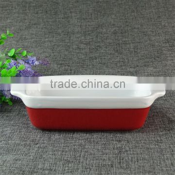 Stocked Cheap glazed ceramic baking plate two-tone bakeware for restaurant and home use in good quality