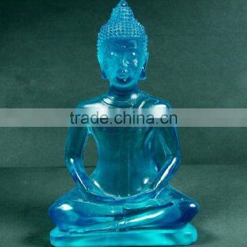 Decorative transparent resin sitting buddha statue