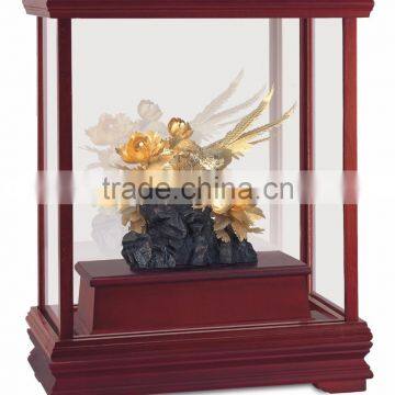 Gold foil loves bird statue in Display box promotion gift