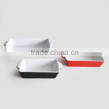 3PCS 2-Tone Solid Color Baking Dish Set with Embossment Outside, Bread & Cake & Loaf Pan