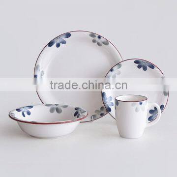 16pcs stoneware dinnerware set with handpainted flowers,handpainting dinner set,ceramic tableware set with handpainting