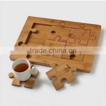 Creative Bamboo Custom Wood Tray Set With Coaster for Coffee photo-2