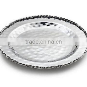 silver plated hammered designer charger plate