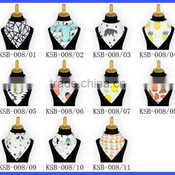 Wholesale baby bib furit/animal printing soft 100% cotton bandana drool bibs