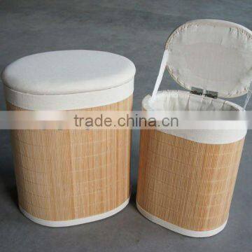 Bamboo Laundry Basket With White Lining photo-1