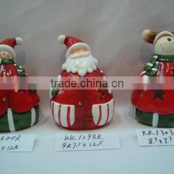 ceramic santa claus candle holder