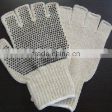 fingerless gloves with black PVC dots