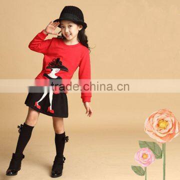 2Pcs/set New Kids Clothes Girls Clothing Sets Baby Girl Cartoon T-shirt Skirt Children Girl Dress Clothes Winter Warm 8-16 Years photo-2