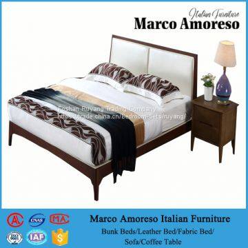 European Style Faxue Leather Storage Low Double Wooden Bed Frame photo-4