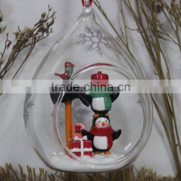 Express Penguin With Envelope Glass Ball Ornaments