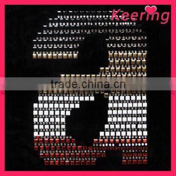 Hot sale fashion design rhinestone fix transfer motif for letter WHF-182