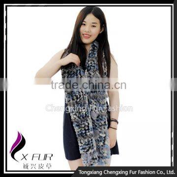 CX-S-55F The Lastest Design Shawl Rex Rabbit Fur Women Scarf photo-3