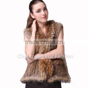 CX-G-B-149C Genuine Knitted Rabbit Fur Women Vest