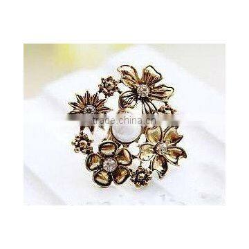 fashion flower rings with rhinestone, fashion pearl rings, fashion antique rings