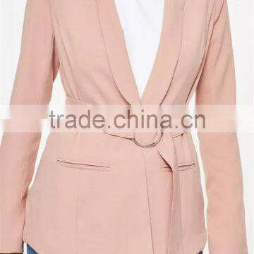 MGOO Foshan Factory Made Custom One Button Women Suits Blazers 2017 Spring Belted Long Sleeves Jackets photo-5